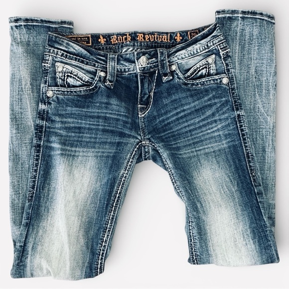 Rock Revival Denim - Rock Revival Blair Skinny Jeans 26 Heavy Stitch Flap Pocket 30 Inseam
